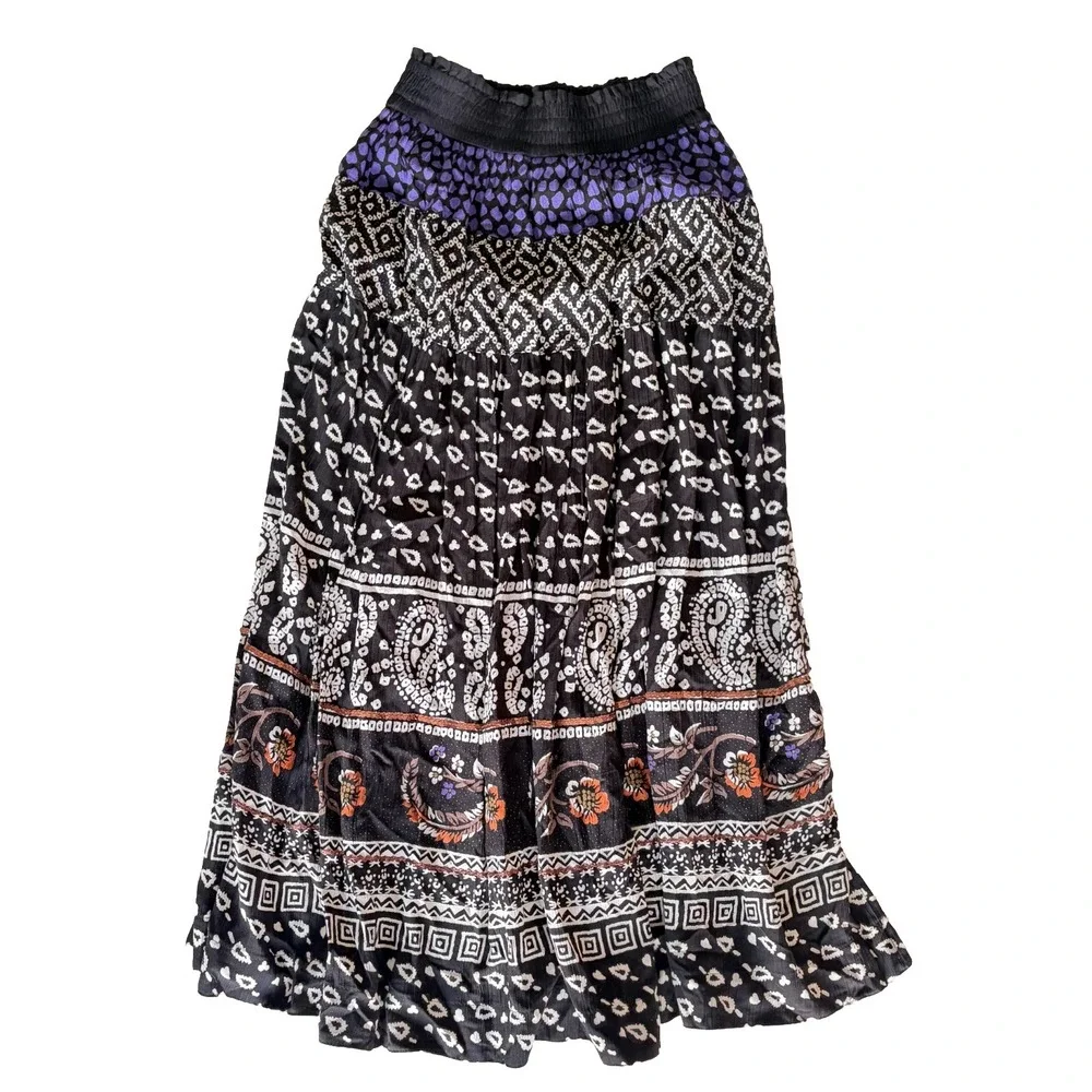 VTG Carole Little x Saint Tropez West Women Skirt 8 Whimsigoth Witchy Broomstick